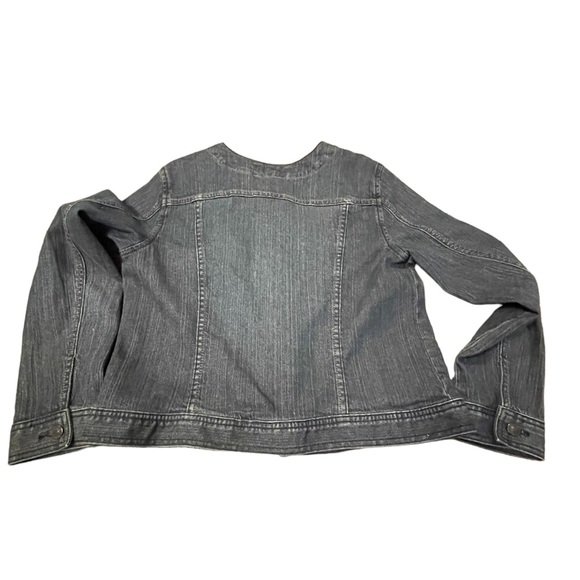 Liz Claiborne Denim Jean Jacket crew neck/collarless size medium petite - Picture 5 of 11